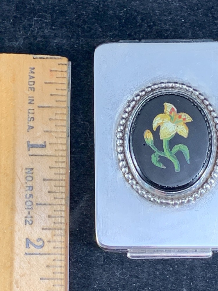 Vintage Sterling Silver & Pietra Dura 2" Rectangular Box - 70g