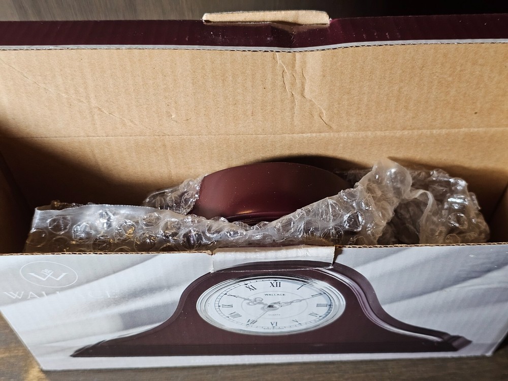 Wallace Quartz Mantle Clock - Mahogany Finish Napolean Clock