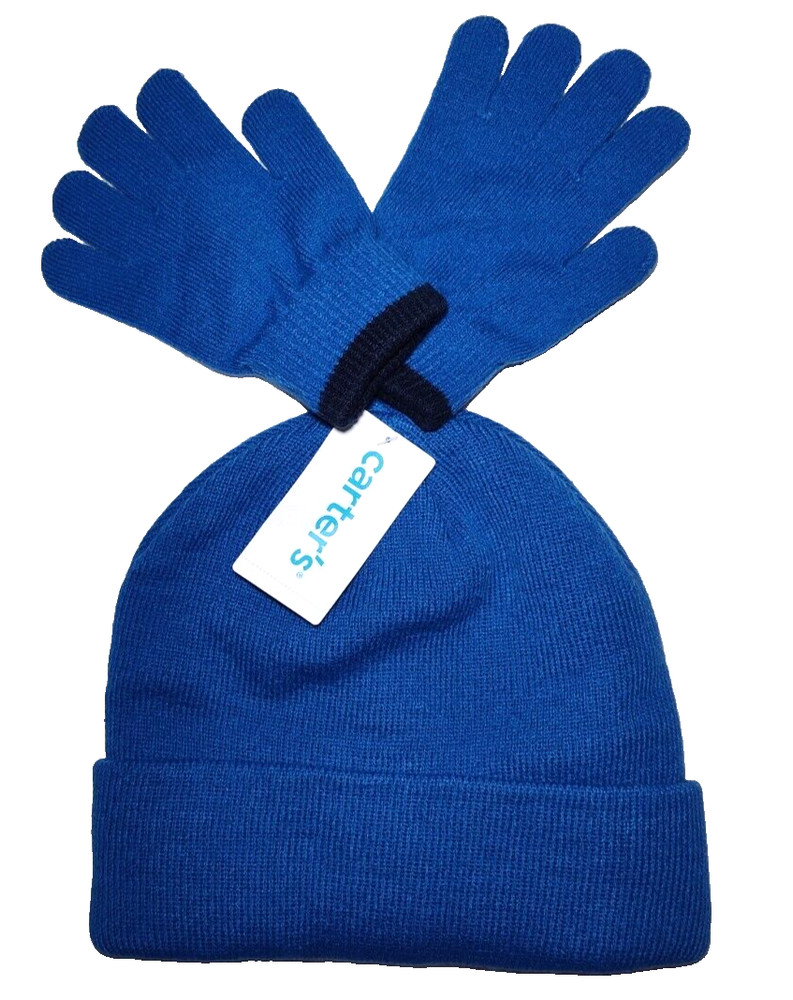 Carter's Hat Mittens Set Blue boys 4 7