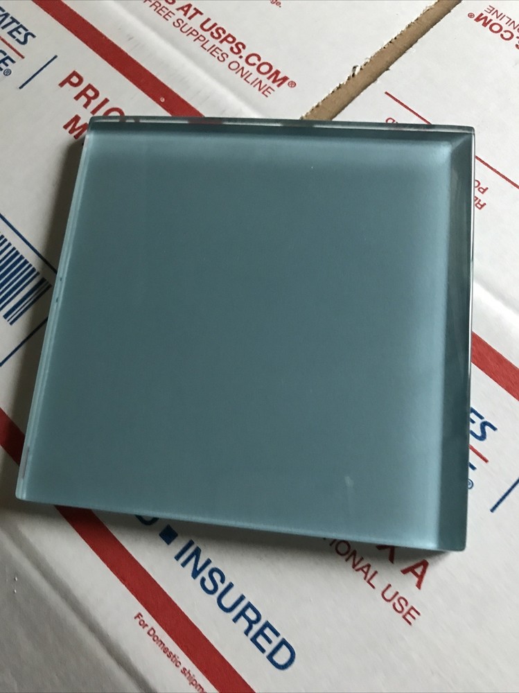 1 - CLEAR Blue  4"x 4"  THIN GLASS SQUARE TILE