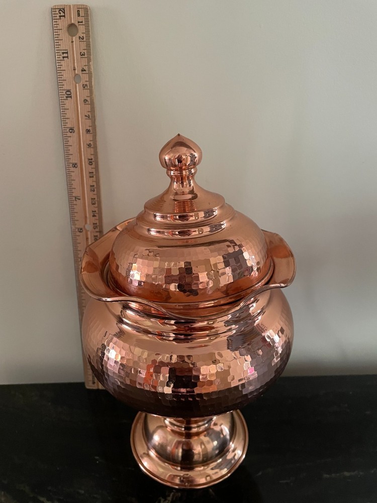 Footed Persian Hammered Copper candy Dish