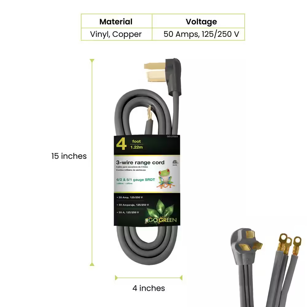 4 Ft. 6/2 and 8/1 3-Wire Range Cord