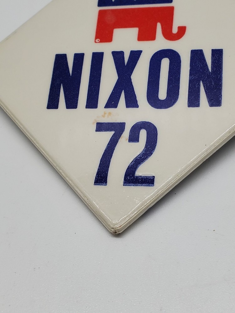 1972 NIXON Square Campaign Button Pin