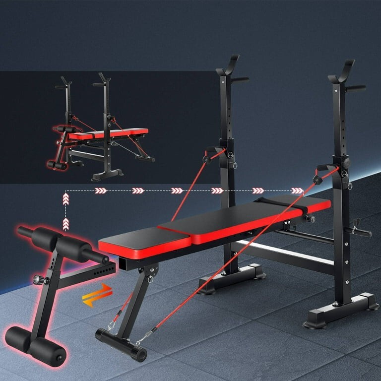 Folding Weight Bench Max Load 600lbs Adjustable Bench Press Full Body Workout US