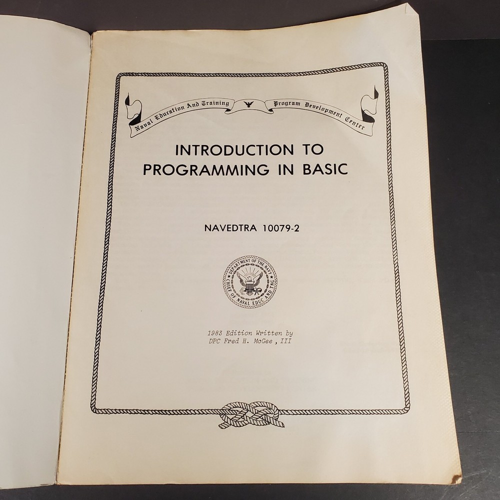 Introduction to Programming in Basic 1983 Navedtra 10079-2 Naval Education PB