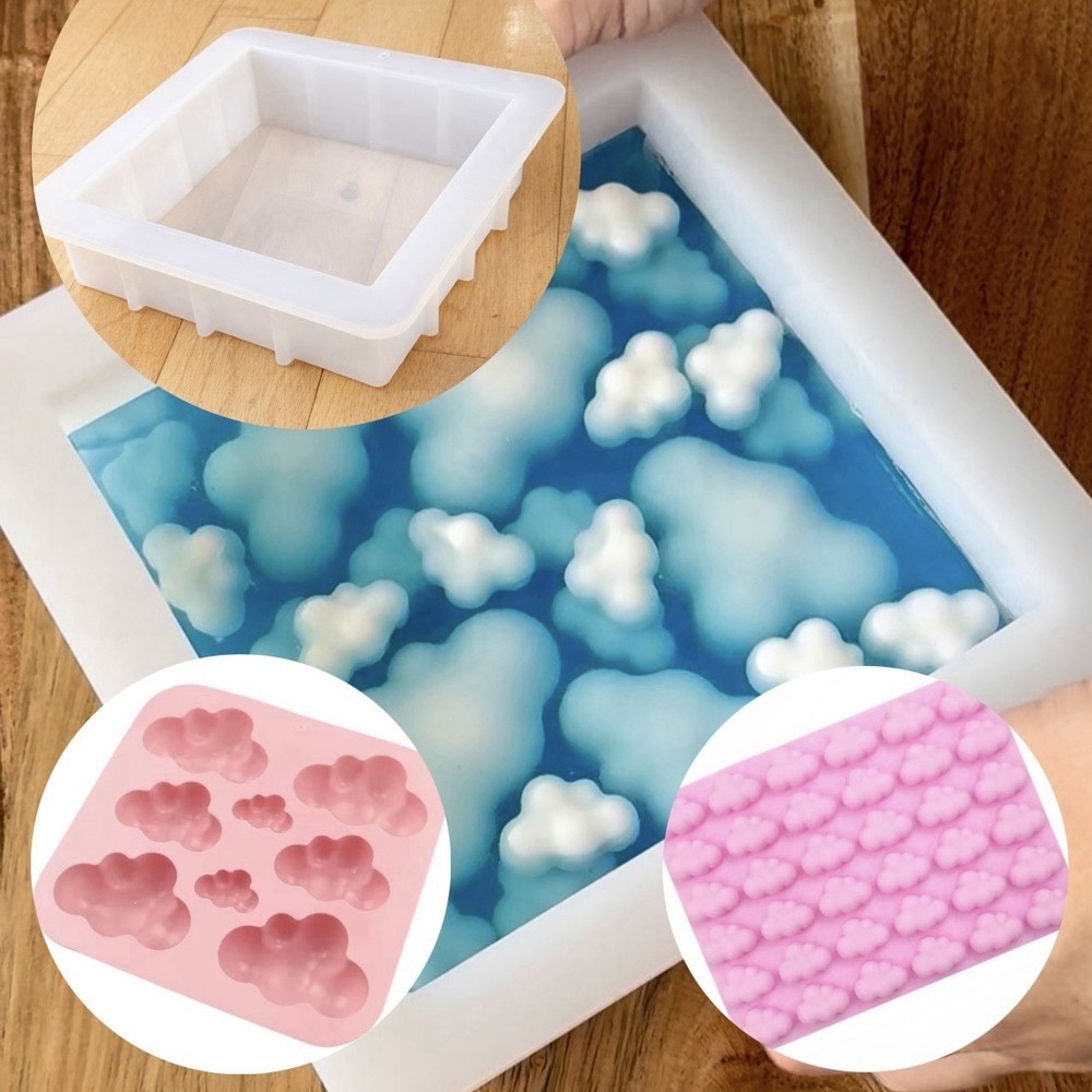 Cloud Soap Mold Set Silicone Square and Mini Cloud Embed Molds DIY