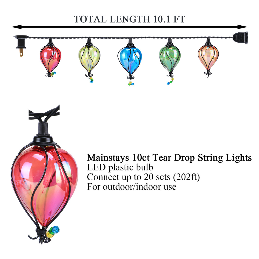 Multicolor Balloon Shape Tear Drop String Lights Shatterproof backyard 10-Count