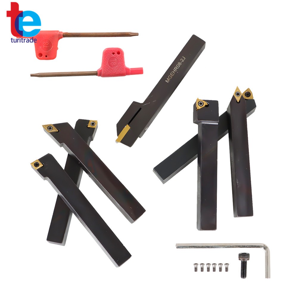 7Pcs Carbide Indexable Turning Tool 1/2" Tool Bit Thread Insert+Holder For Lathe