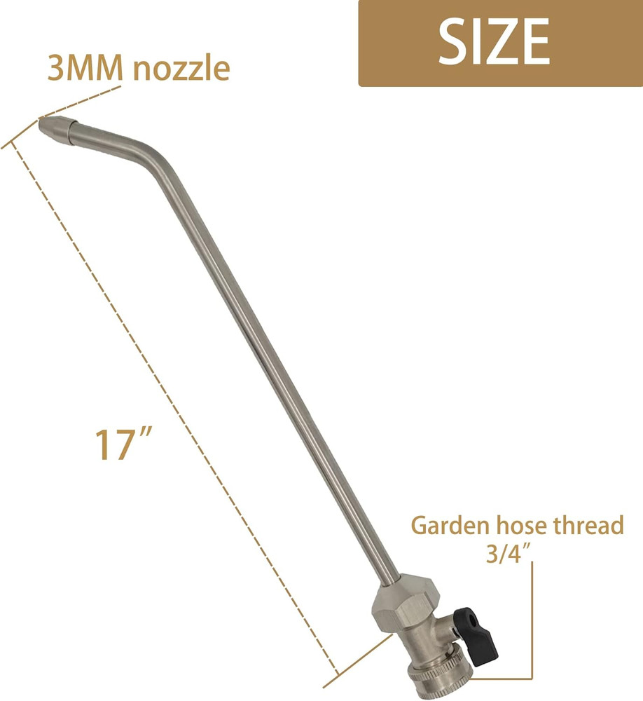 All Metal RV Water Heater Tank Rinser | RV Hot Water Tank Flush Wand | Cleanses