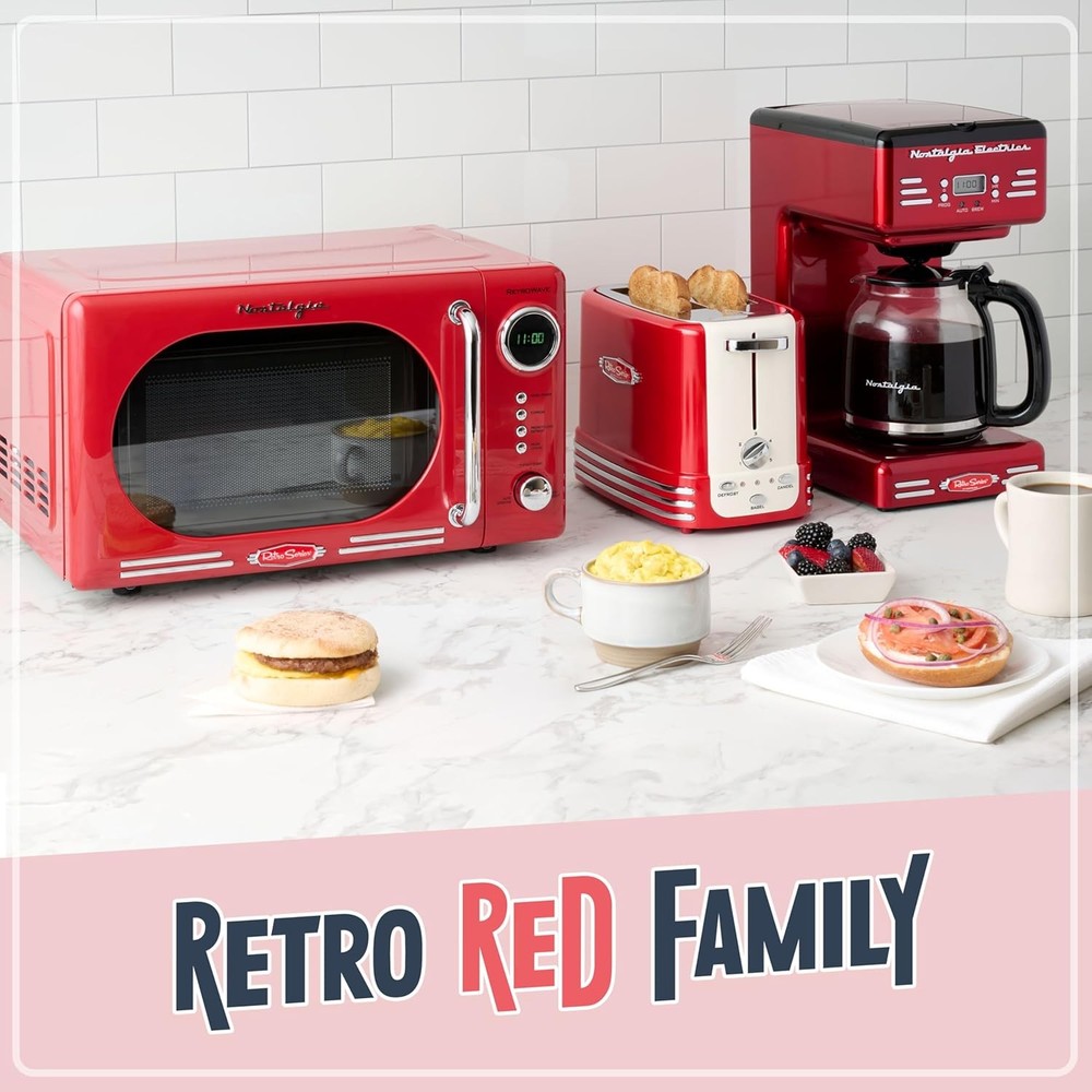 Retro 12-Cup Programmable Coffee Maker with LED Display, Automatic Shut-Off Red