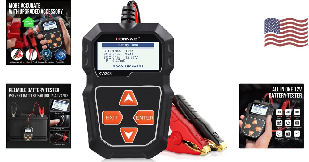 Durable 12V Cranking and Charging Tester with Multi-Language Support - Versatile