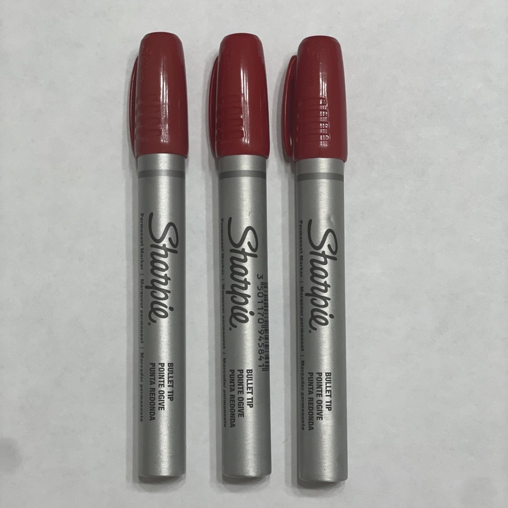 Sharpie, Permanent Marker, Bullet Tip RED 3-Pack