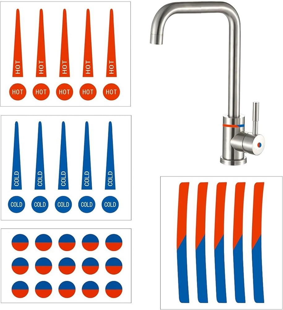Waterproof Hot & Cold Faucet Stickers – Clear Indicator Labels for Kitchens &...