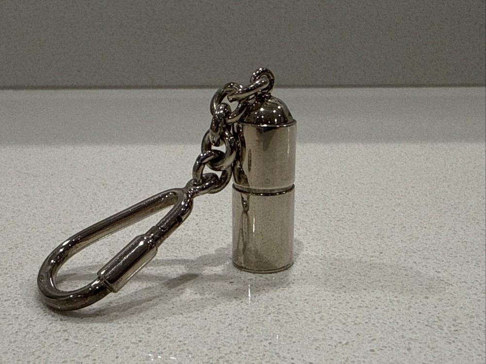 Sterling Silver Pill Box Key Ring