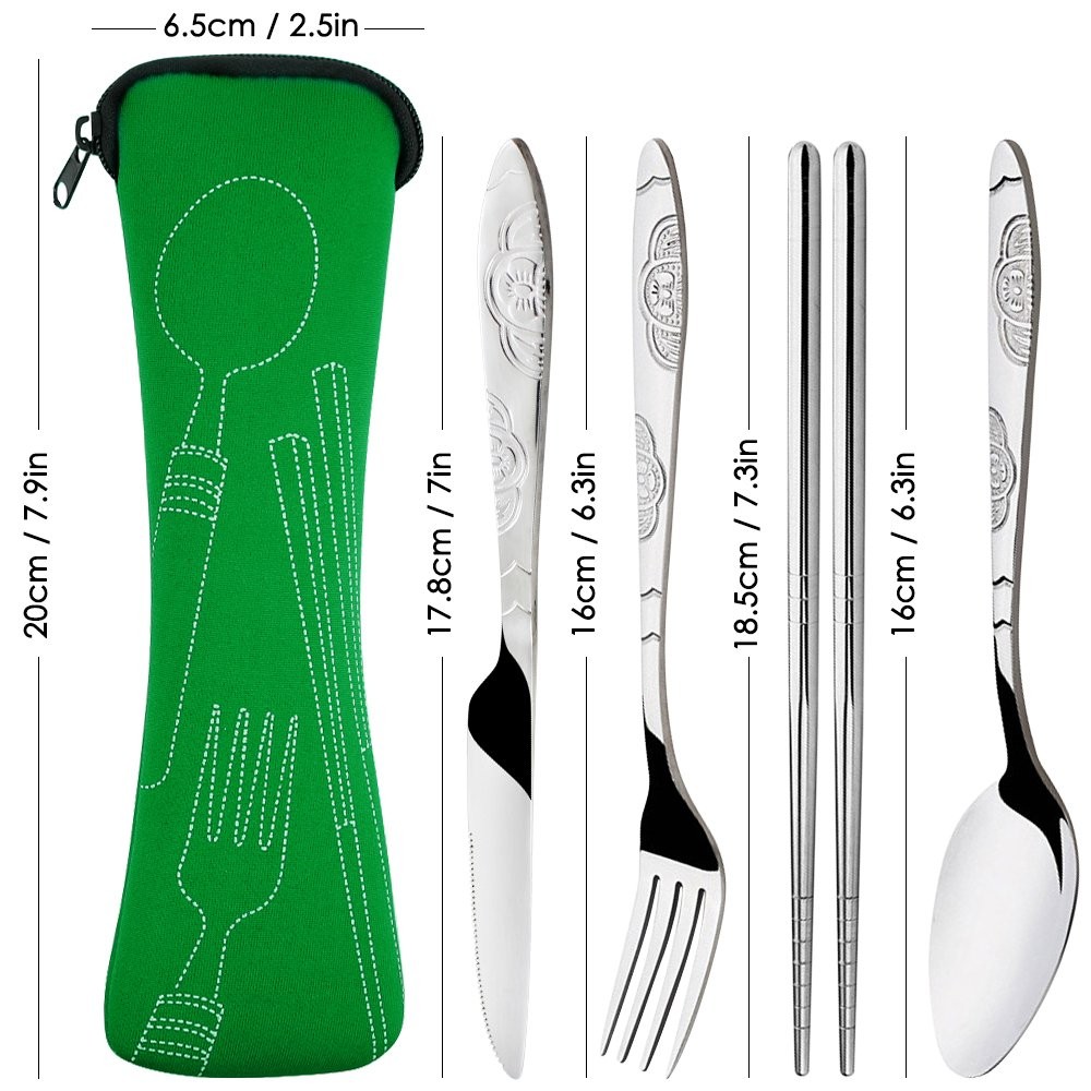 8 Pieces Flatware Sets , Fork, Spoon, Chopsticks, 2 Pack Rustproof Stainless ...