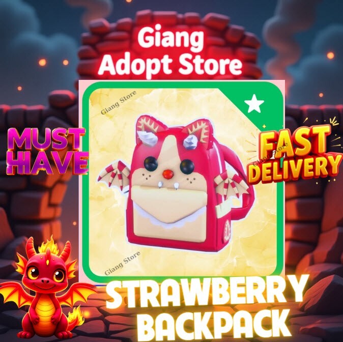 🍓 Strawberry Shortcake Bat Dragon Backpack Adopt M3e Item✨Same Day Deliver