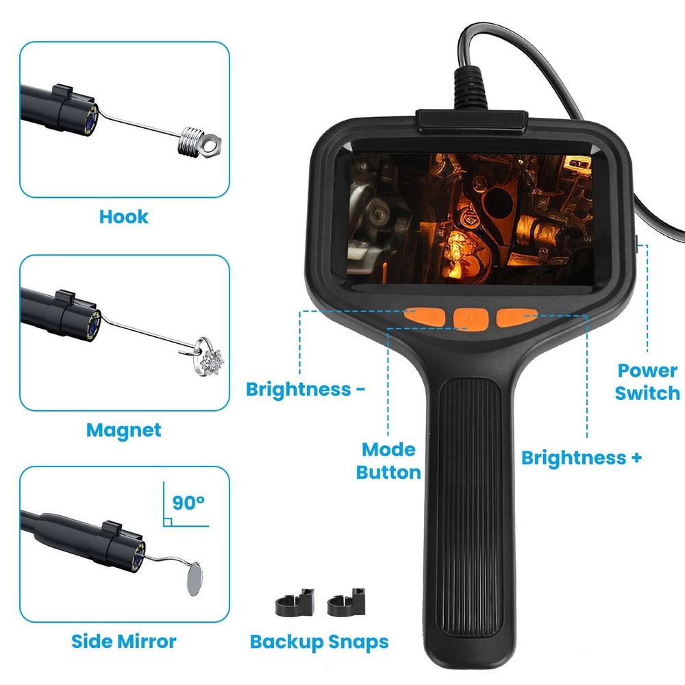 4.3" Inspection Camera w/ Light Articulating Borescope Endoscope w/ 16.4FT Wire