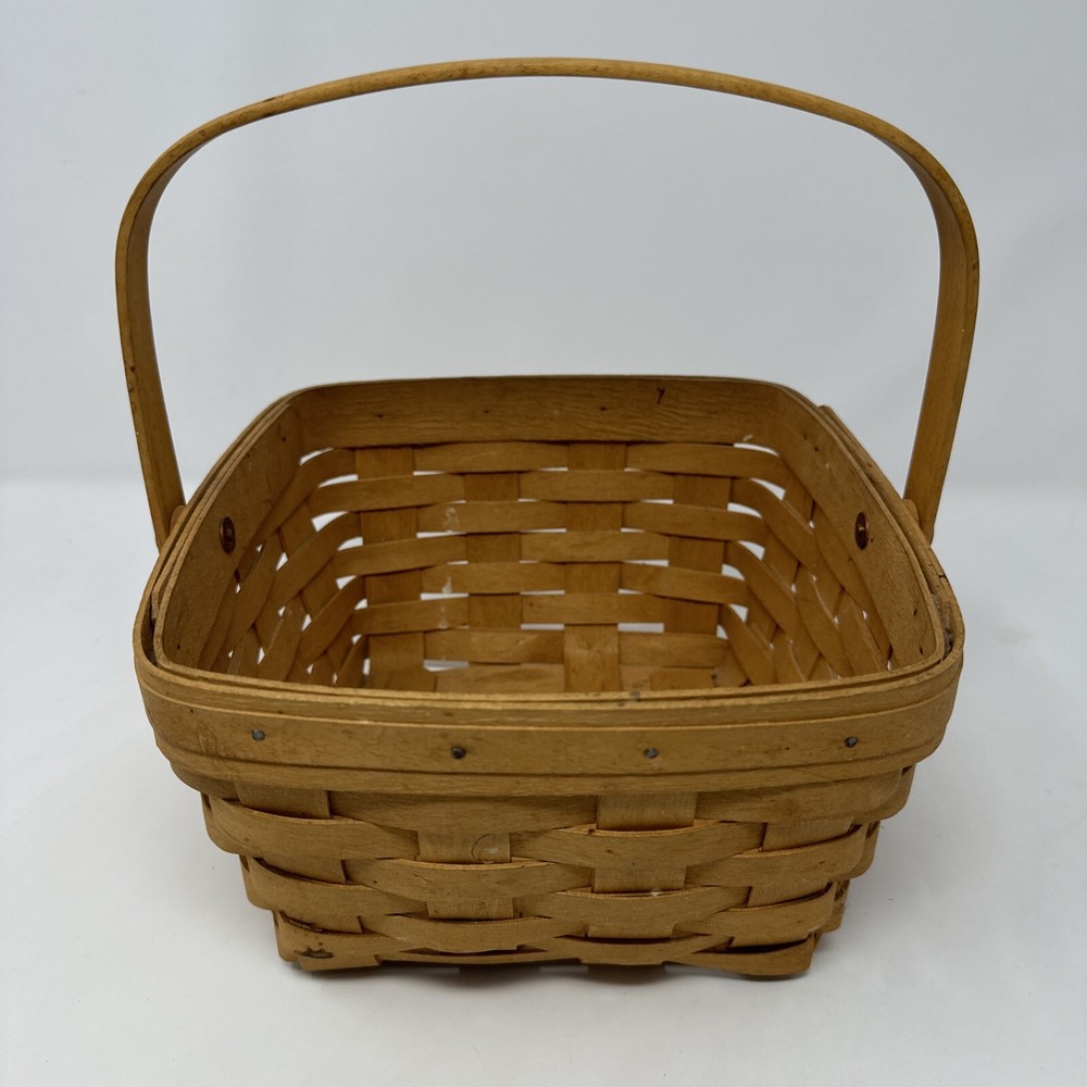 Longaberger 1996 Handwoven 8.5" Square Basket with Handle