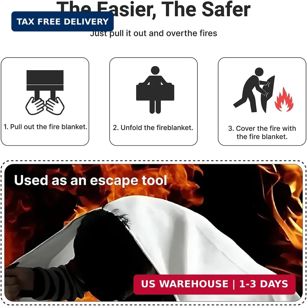 Lancryen Emergency Fire Blanket, Fire Extinguisher Blanket, Fire Suppression Fab