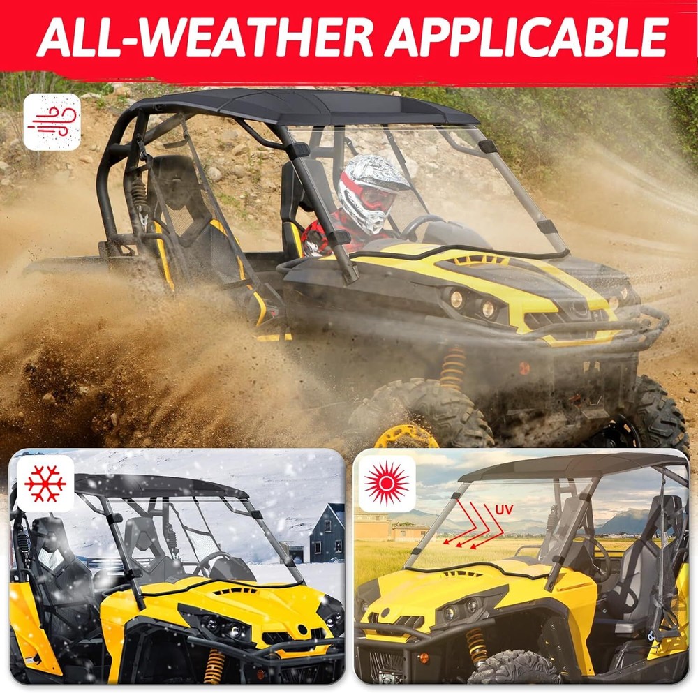 UTV Full Windshield Clear Front Windshield Fit 2011-20 Can Am Commander 800/1000
