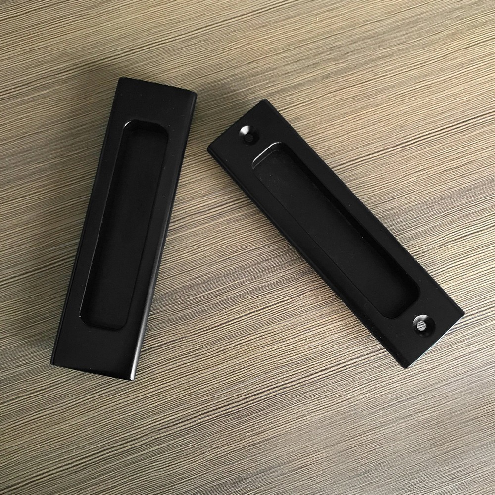 7 Inch Matte Black Sliding Barn Door Handle Flush Pull Handle with Flat Bottom