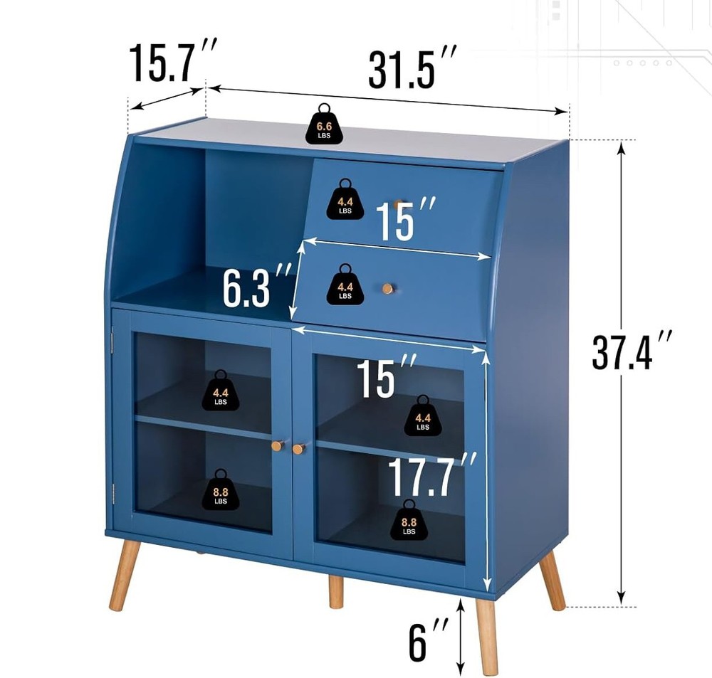 Modern Coffee Bar Storage Cabinet Wood Sideboard Buffet Kitchen Dining Room