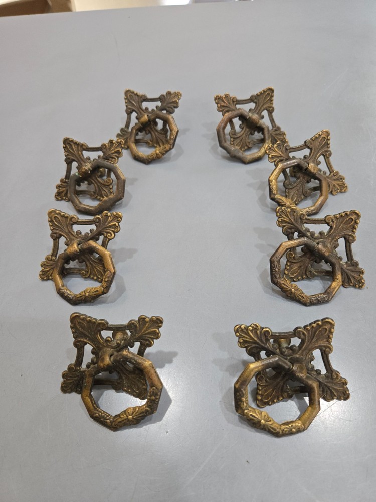 8 Antique Brass Drawer Pulls