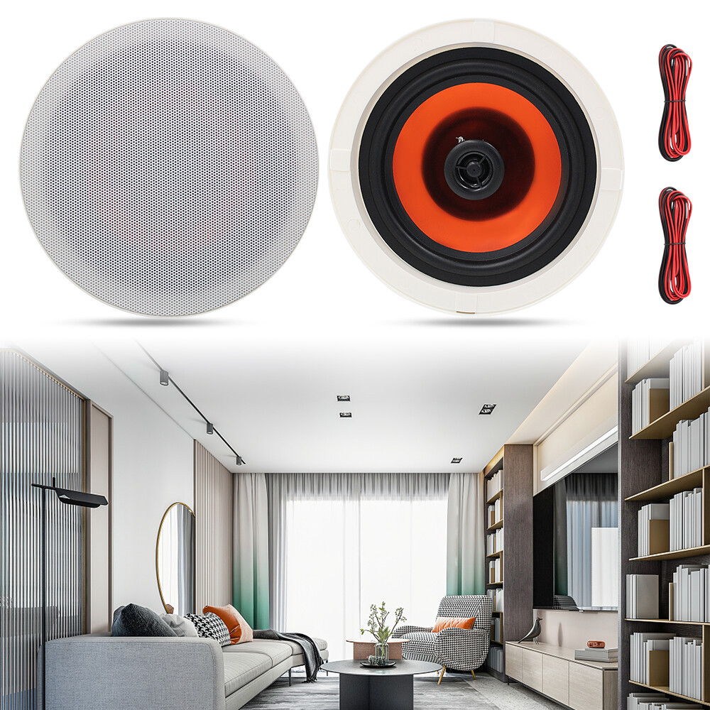 Herdio 2*6.5" Flush Mount Ceiling Stereo Speakers w/ Bluetooth Amplifier