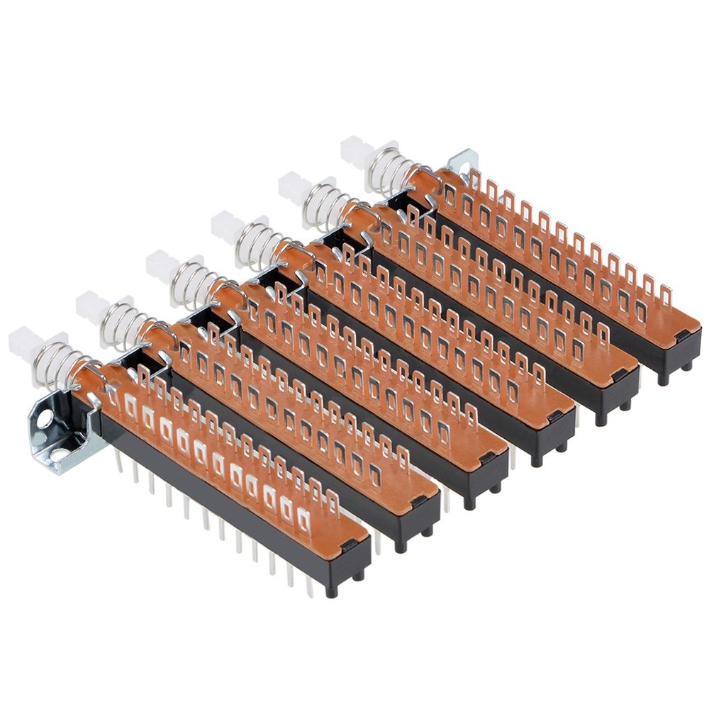 Interlock Push Button Switch Piano Type 8PDT 24 Pin 6 Row