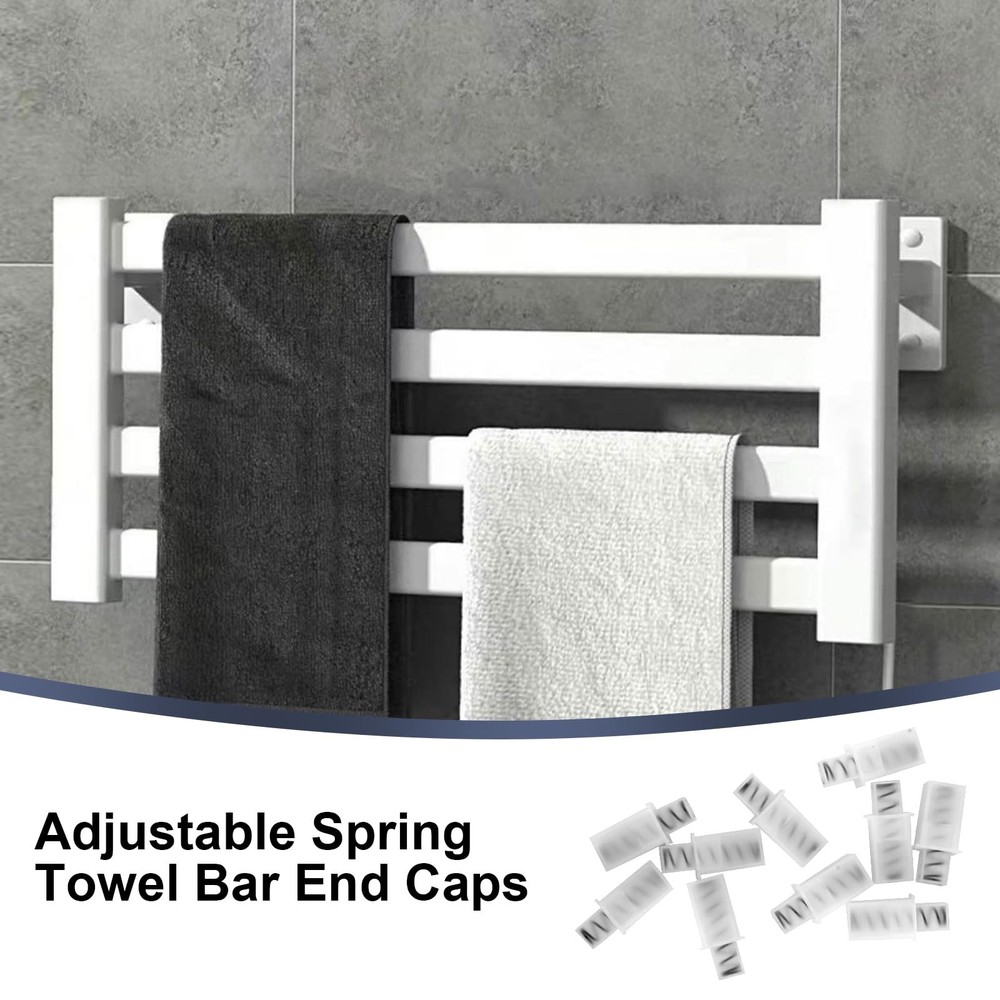 10 Pack Adjustable Spring Replacement Towel Bar End Caps for Springs White