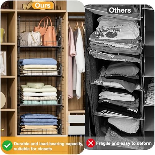 4-Tier Extra Height Stackable Closet Organizer – Foldable Storage Bins for