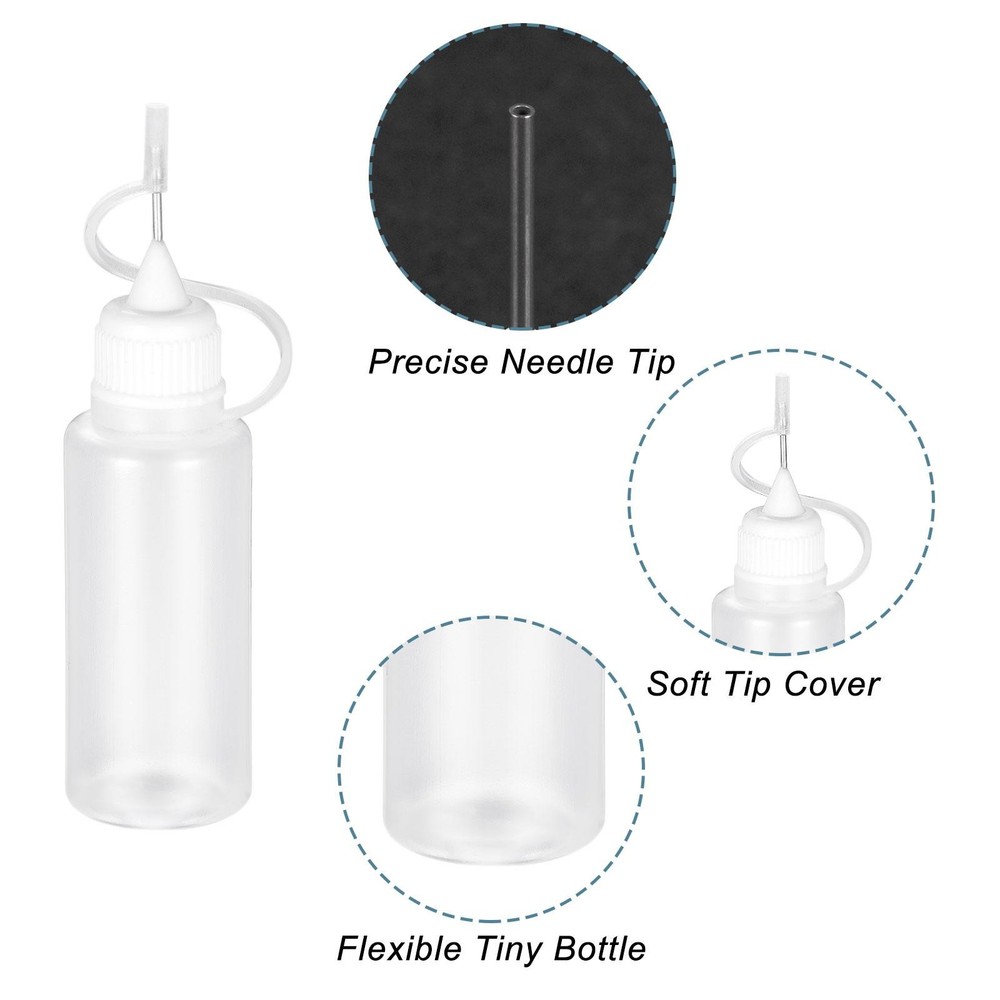 Needle Tip Bottle Precision Plastic Applicator 20ml White Hood 10pcs