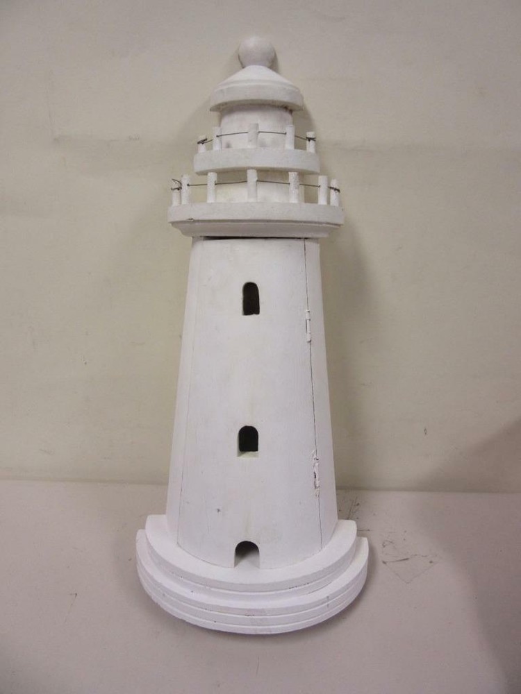 Lighthouse Key Holder Wall Hook Nautical Beach House Decor 17” White Rustic