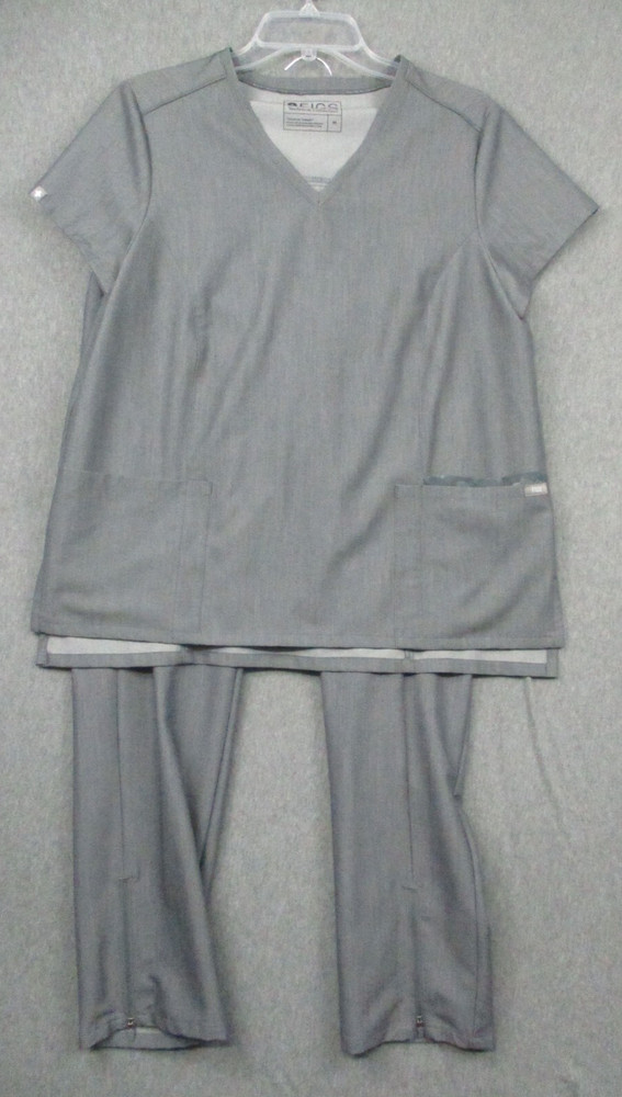 Figs Technical Collection Set Medium Gray Cargo Top Bottoms 2 Piece