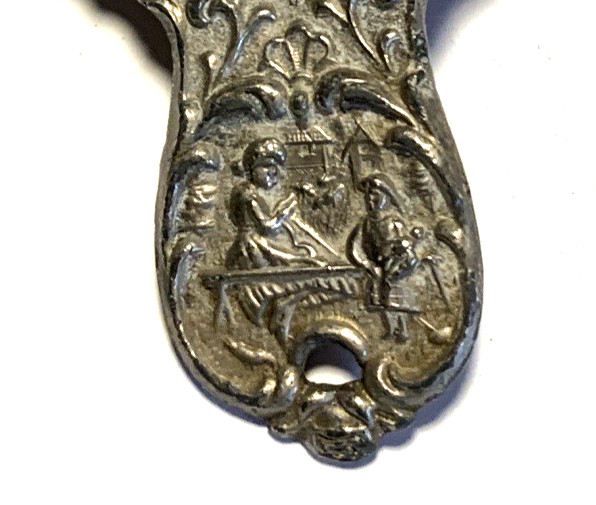 Antique German Figural Tea Strainer Silverplate “Germany” Ornate Handle