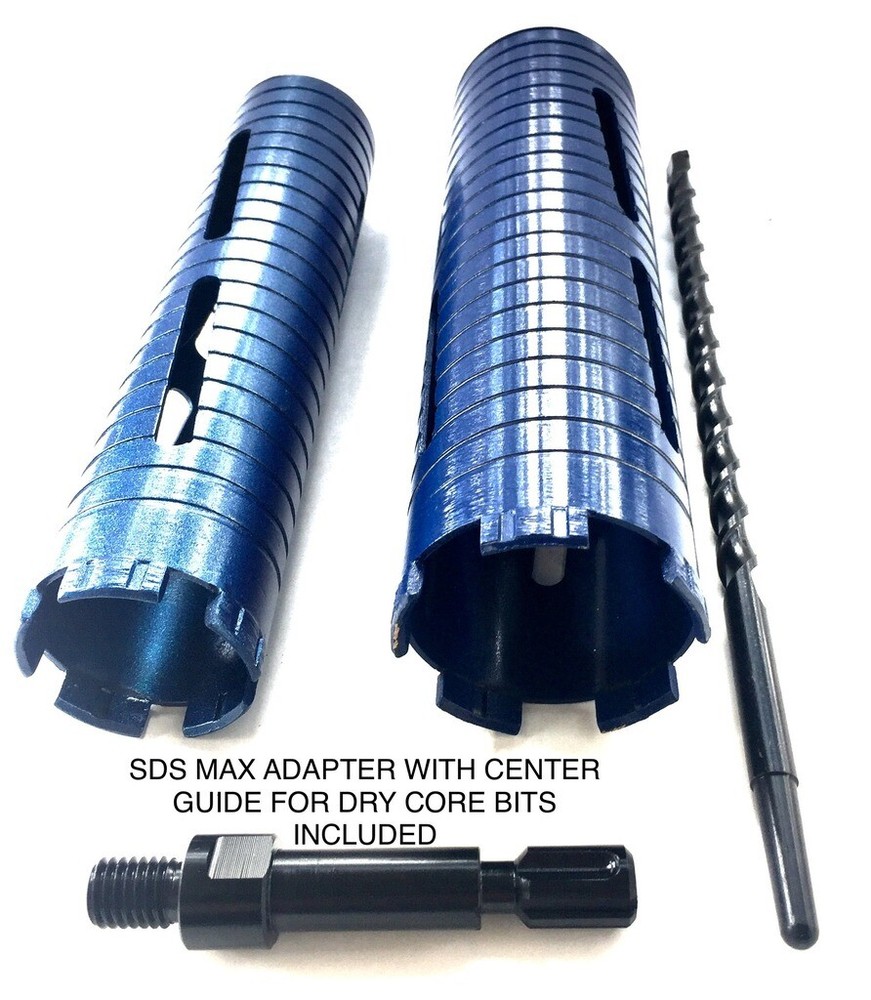 SDS MAX shank adapter & pilot bit with 2" & 3" Dry Diamond Core Bit