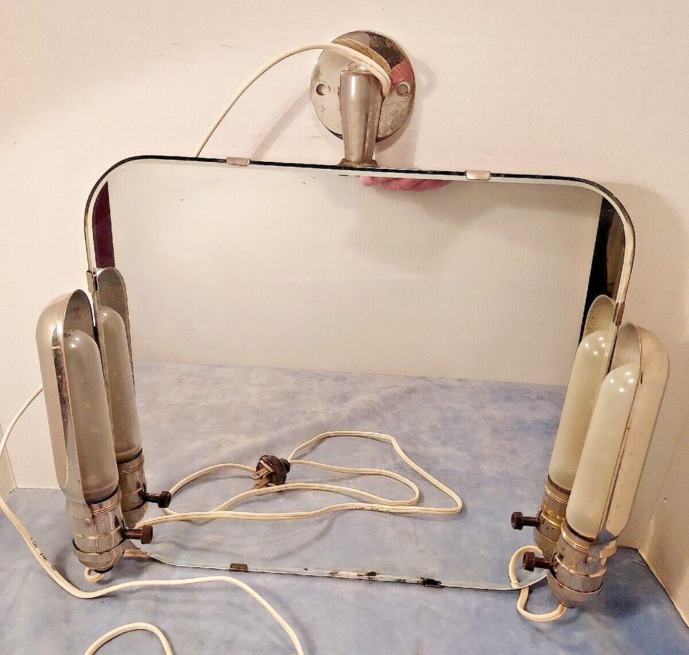Vintage Art Deco Vanity Mirror with Working Side Lights