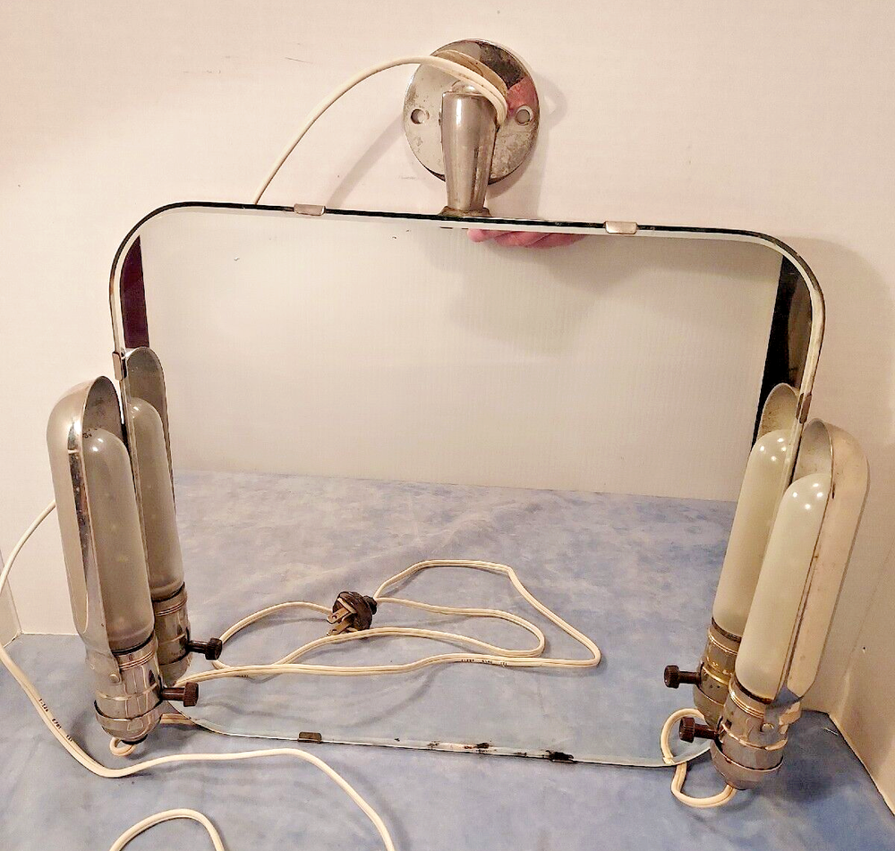 Vintage Art Deco Vanity Mirror with Working Side Lights