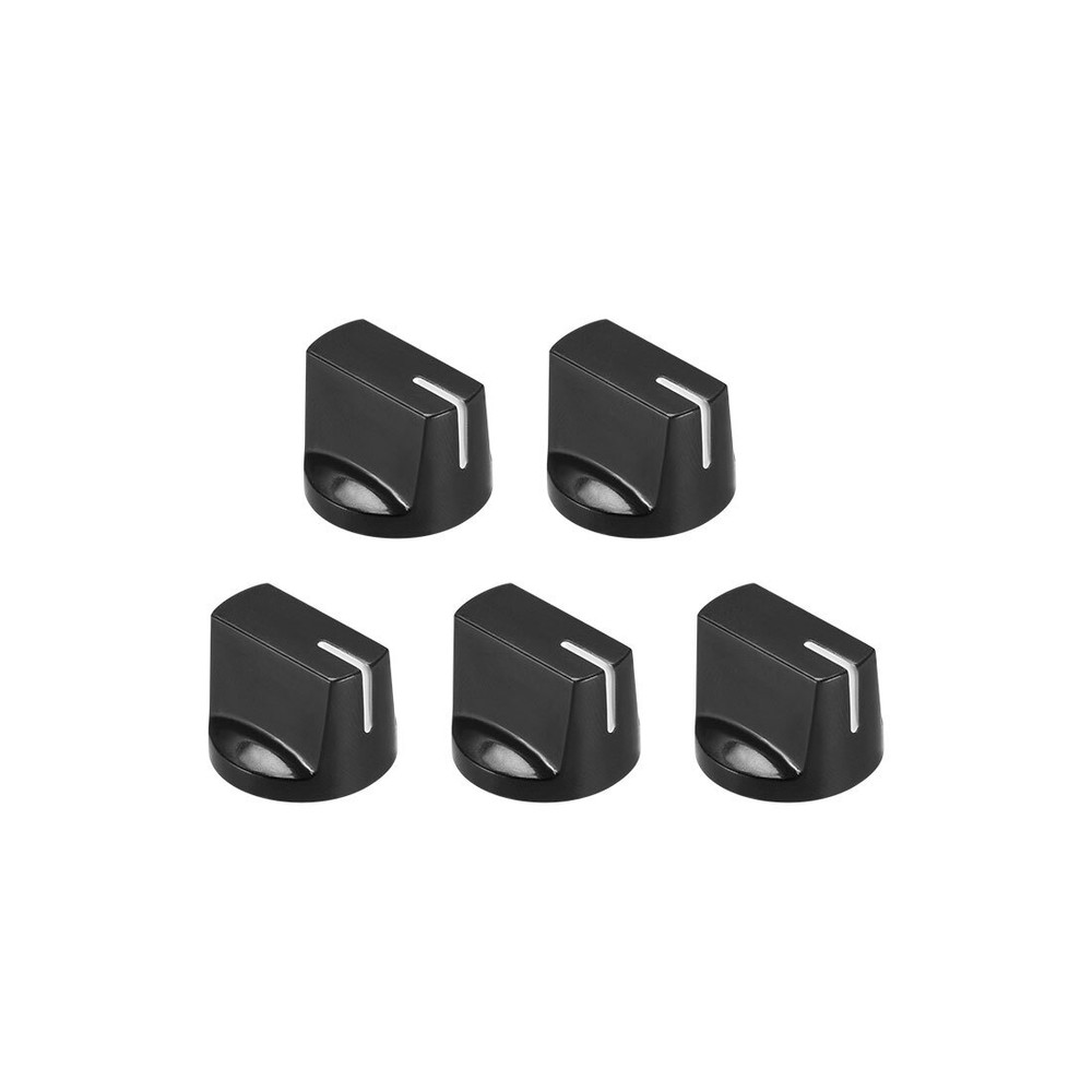 5Pcs 6.4mm Shaft Hole Pedal Knobs Pointer Control Knobs with Set Screw Black