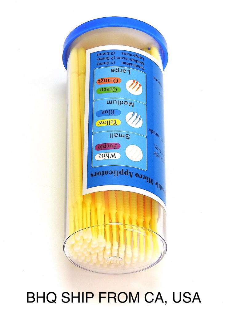 100 Pack Eyelash Extensions Disposable Micro Brushes (Yellow)