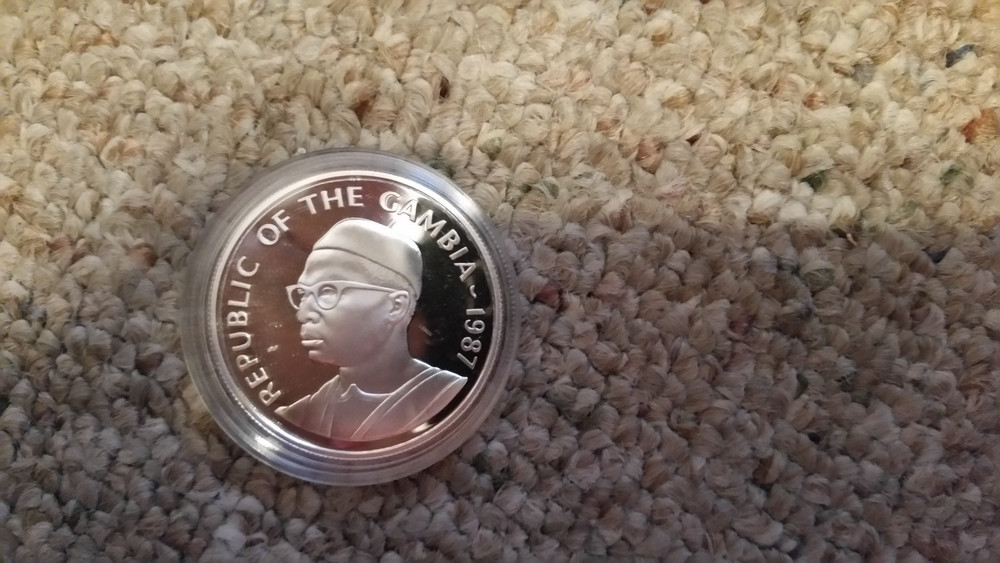 1987 GAMBIA, 20 Dalasis, silver .925