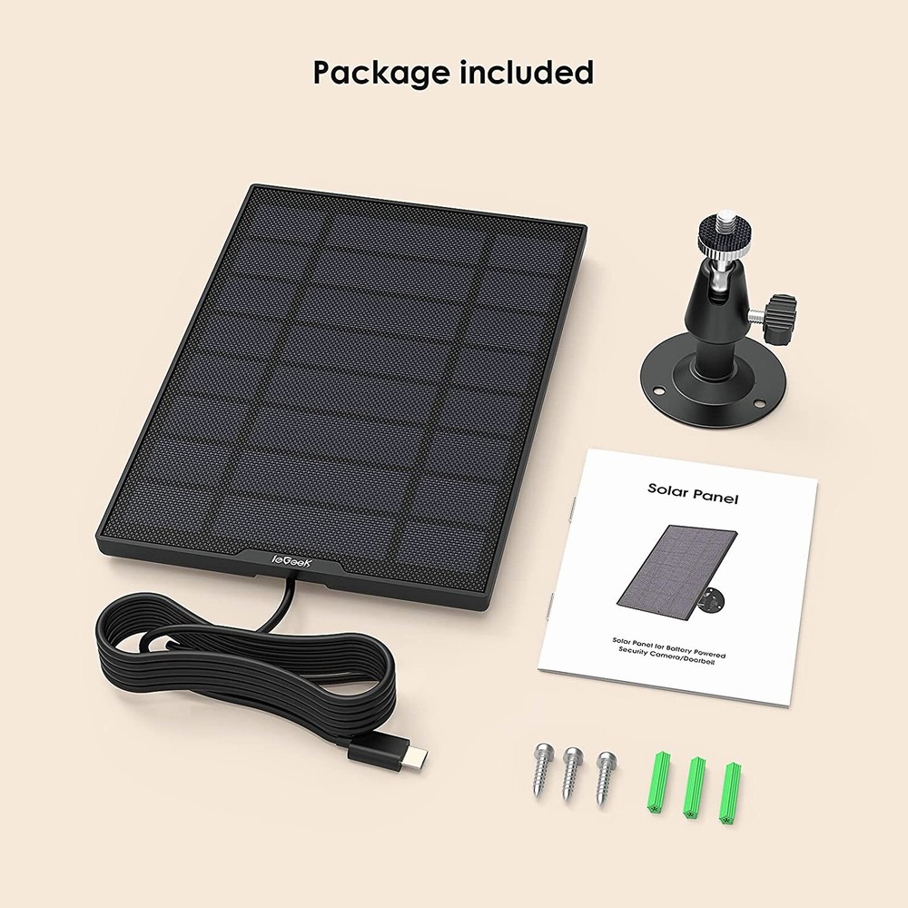 ieGeek USB Port Solar Panel for Security Camera ,360°Adjustable,Waterproof Panel