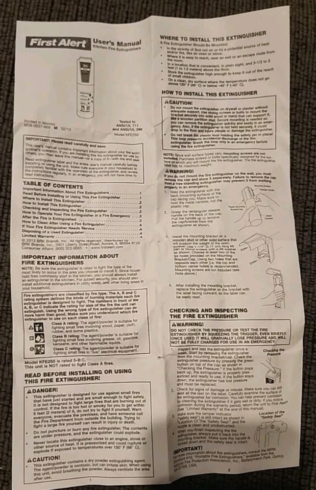 First Alert Kitchen Fire Extinguisher