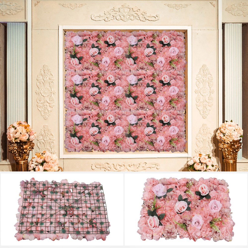 12 Pcs Flower Wall Panel Artificial Rose Flower Wall Panel Wedding Background