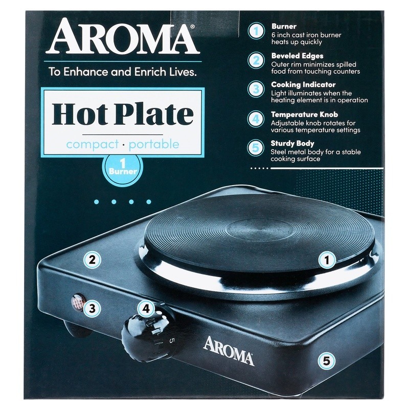 Single Burner Hot Plate Die-Cast Temperature Control Easy Clean Compact Design