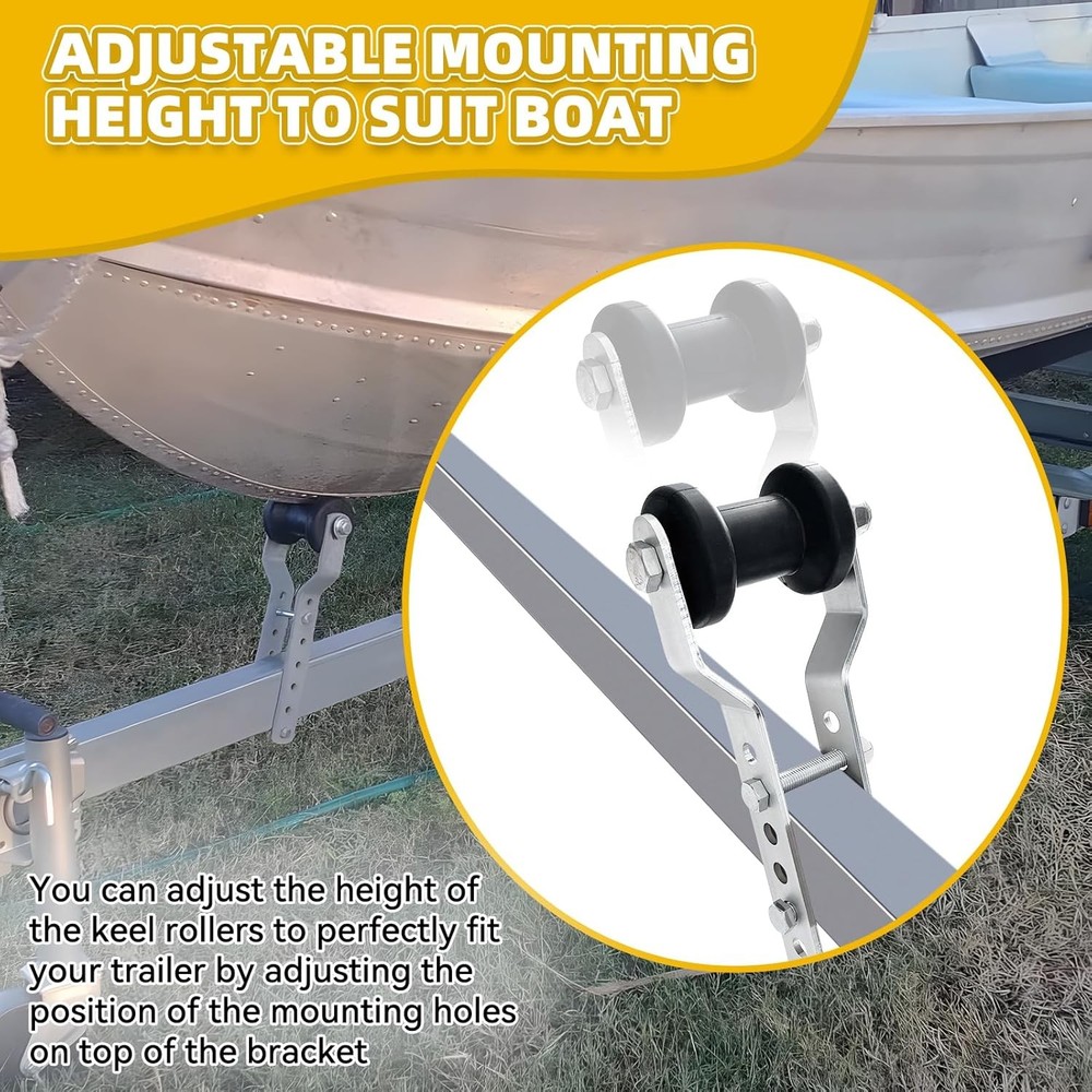 Updated 5" Boat Trailer Rollers with Brackets Black Adjustable Keel Roller Ass.