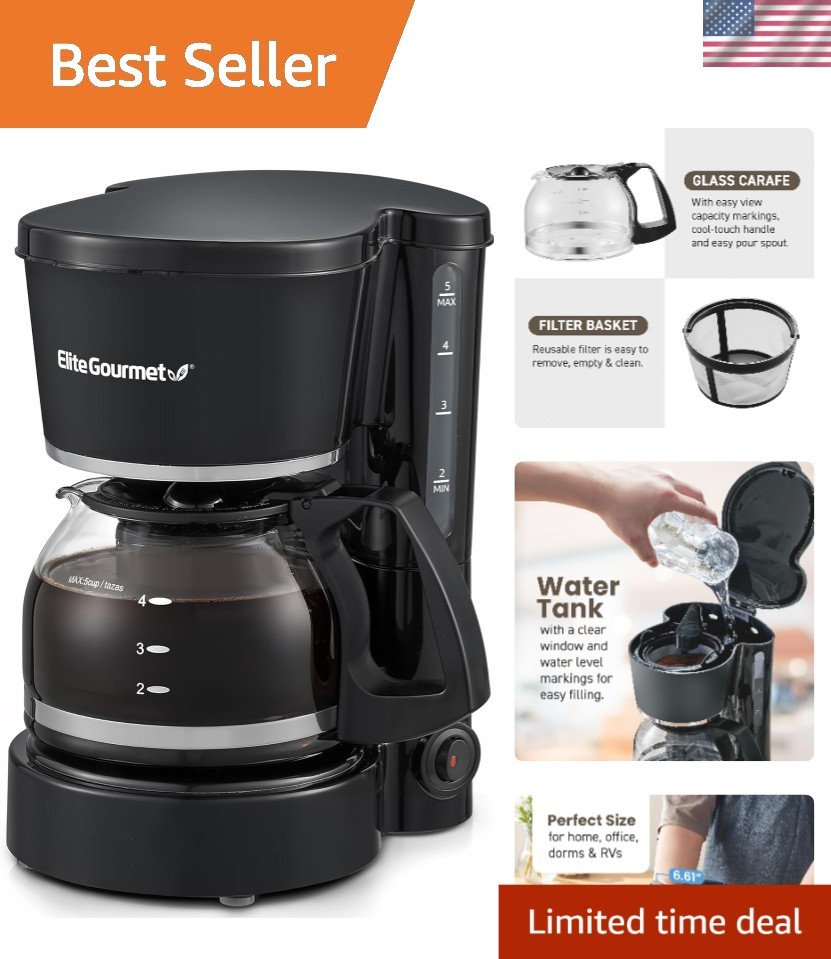 Coffee Maker Drip 5 Cup Programmable Reusable Filter Mini Small Office Home
