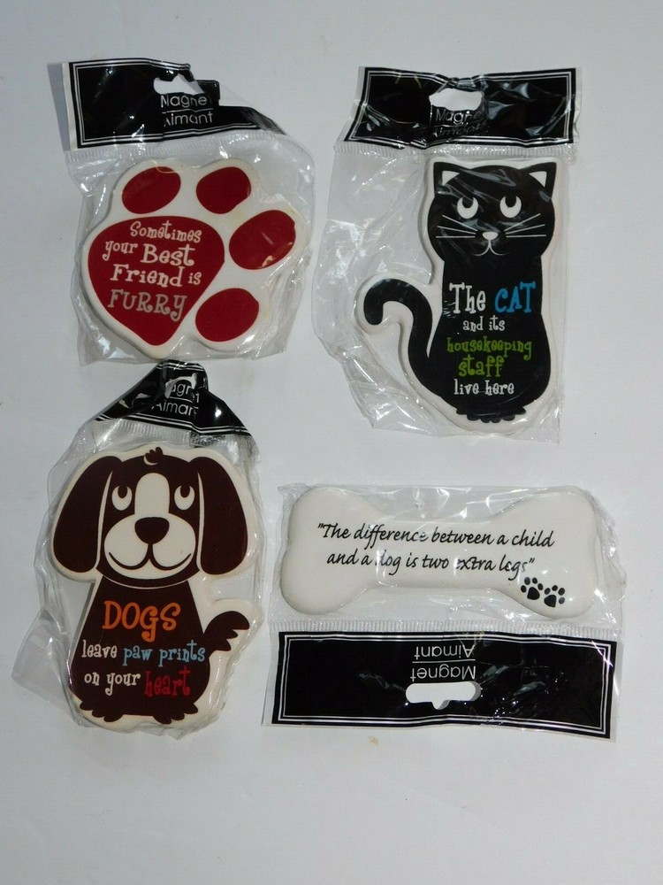 Dog Cat Pawprint Bone Magnets