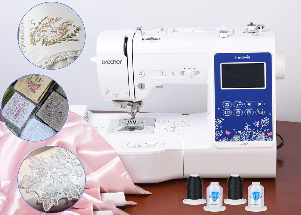Simthread 40 Spools, 20 White + 20 Black, Polyester Embroidery Machine Thread 50