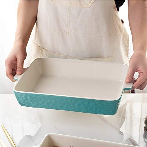 Baking Dishes, Rectangular Bakeware Set Ceramic Baking Pan Lasagna Aquamarine